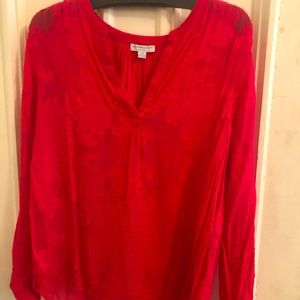 Long sleeve pink floral blouse